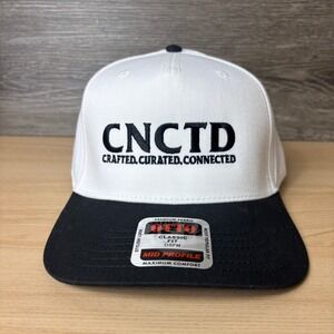 CNCTD Hat Cap Snap Back White Black Crafted Curated Connected Adjustable
